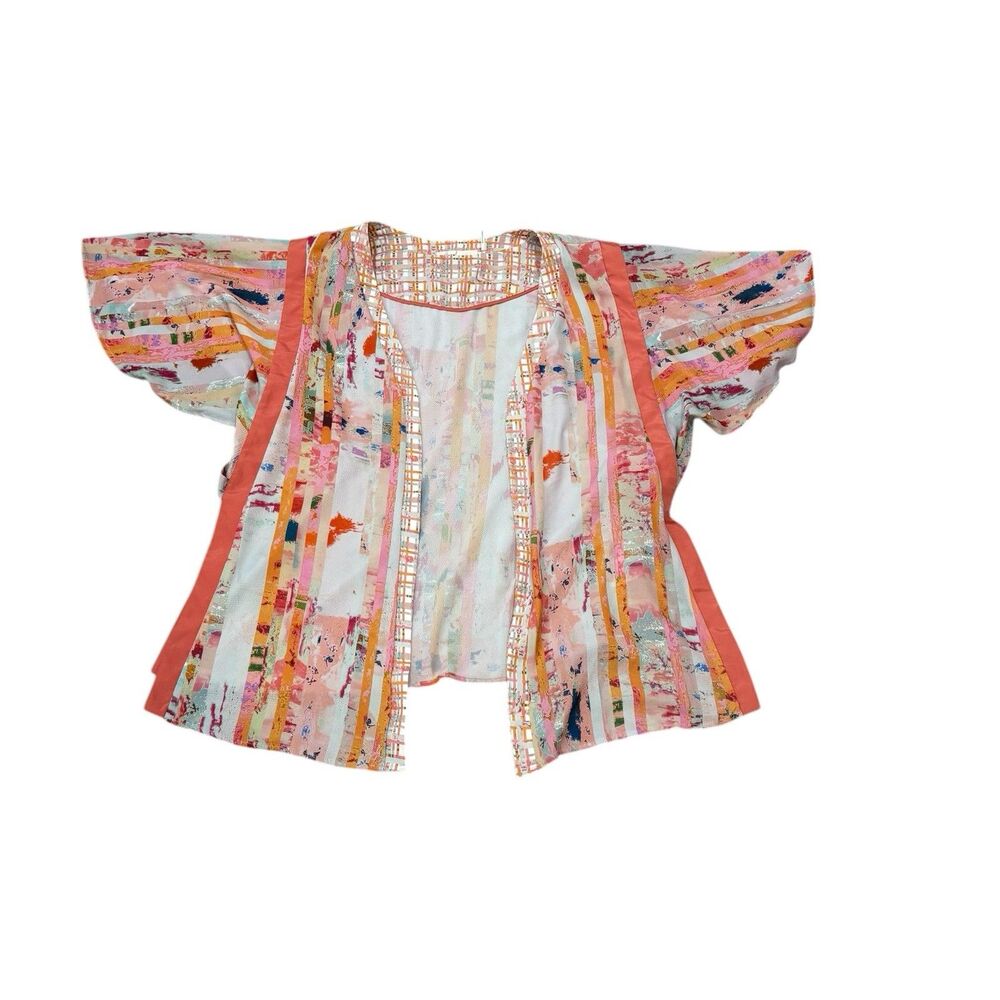 Floreat Anthropologie Abstract Open Kimono Beach Cover Up One Size